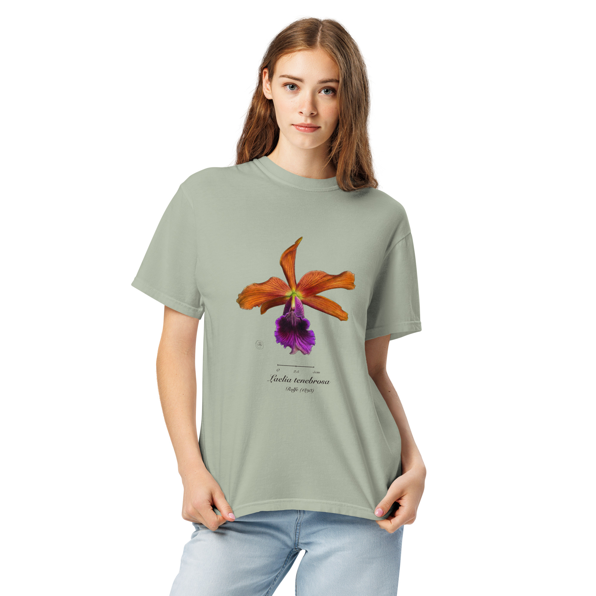 Laelia tenebrosa close โ Heritage T-Shirt | Vintage Botanical Orchid | Scientific Illustration | Premium Cotton | Orchid Gift - Image 2
