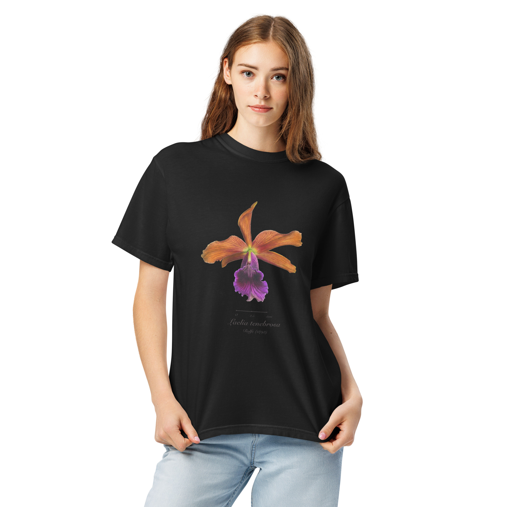 Laelia tenebrosa close โ Heritage T-Shirt | Vintage Botanical Orchid | Scientific Illustration | Premium Cotton | Orchid Gift - Image 5